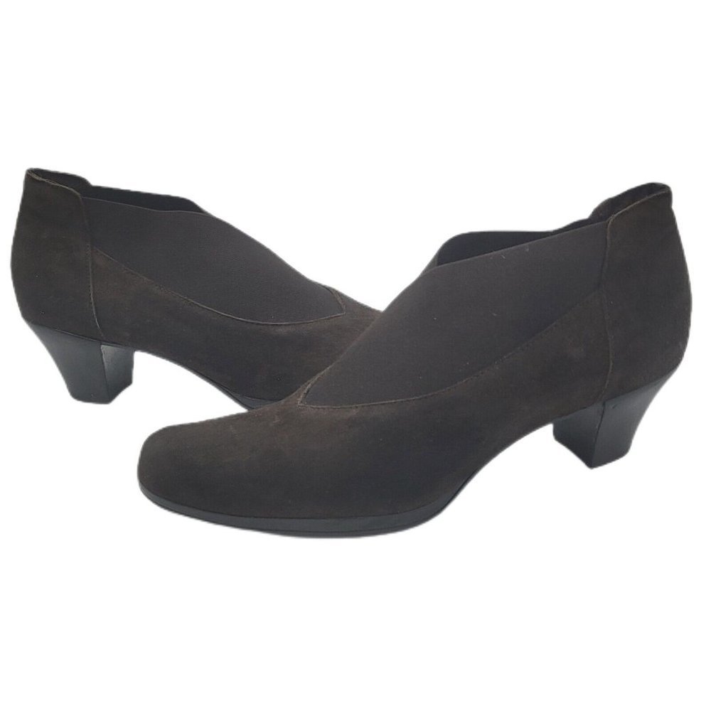 NEW Munro Francee Brown Suede V-Neck Heeled Ankle Bootie Women's Size 10M